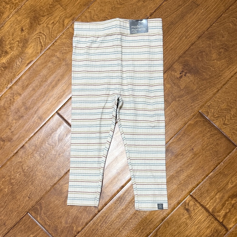 NWT Size 24M Modern Moments Striped Leggings - Cream and Brown